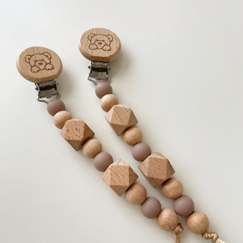 kawaii&born くまさん ウッドおしゃぶりホルダー トイホルダー 001 Aosora