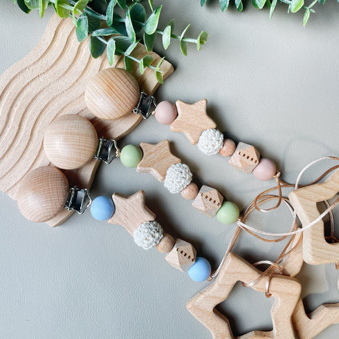 LABRO 星とトイホルダー セット 赤ちゃんのおもちゃ 木製歯固め トイクリップ シリコン 日本製 ラブロ