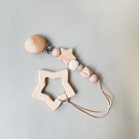 LABRO 星とトイホルダー セット 赤ちゃんのおもちゃ 木製歯固め トイクリップ シリコン 日本製 ラブロ