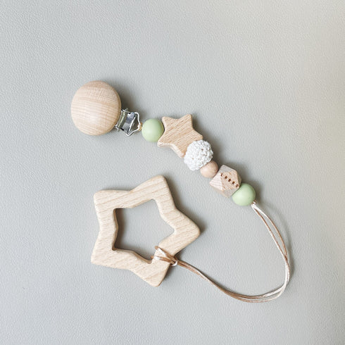 LABRO 星とトイホルダー セット 赤ちゃんのおもちゃ 木製歯固め トイクリップ シリコン 日本製 ラブロ