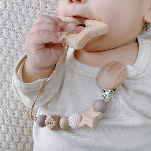 LABRO 星とトイホルダー セット 赤ちゃんのおもちゃ 木製歯固め トイクリップ シリコン 日本製 ラブロ