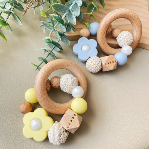 LABRO 歯がため 花柄 フラワー 木製 木のおもちゃ ファーストトイ 歯固め 日本製 ラブロ 天然木
