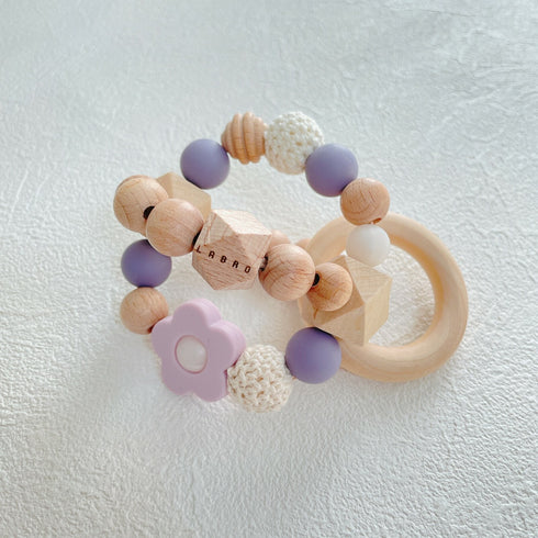 LABRO 木製おもちゃ ボール 歯固め 木のおもちゃ 花 フラワー ウッドxシリコンビーズ ファーストトイ ラブロ