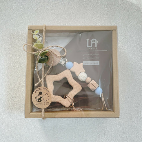 LABRO ベビーギフトセット トイクリップ&ウッドトイ 木馬 おうまさん タオル ファーストトイ ラブロ