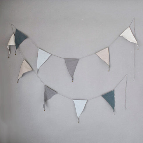 MOONTIC ファブリックガーランド グレイッシュブルー 全長2.8m コットン お誕生日ガーランド バースデー