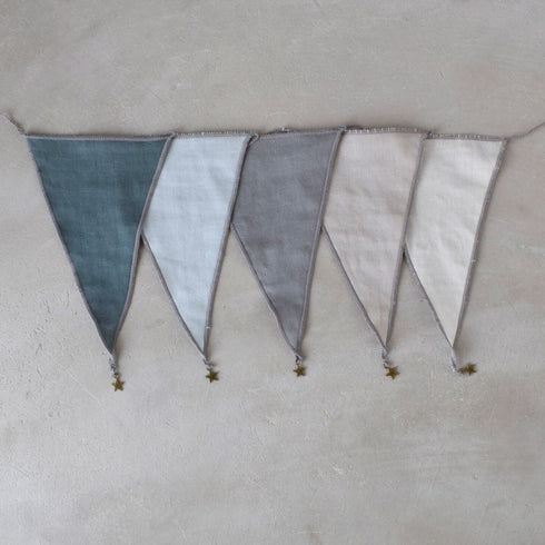 MOONTIC ファブリックガーランド グレイッシュブルー 全長2.8m コットン お誕生日ガーランド バースデー