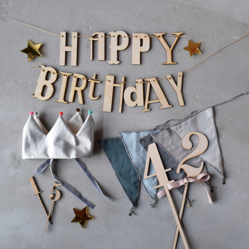 MOONTIC ファブリックガーランド グレイッシュブルー 全長2.8m コットン お誕生日ガーランド バースデー