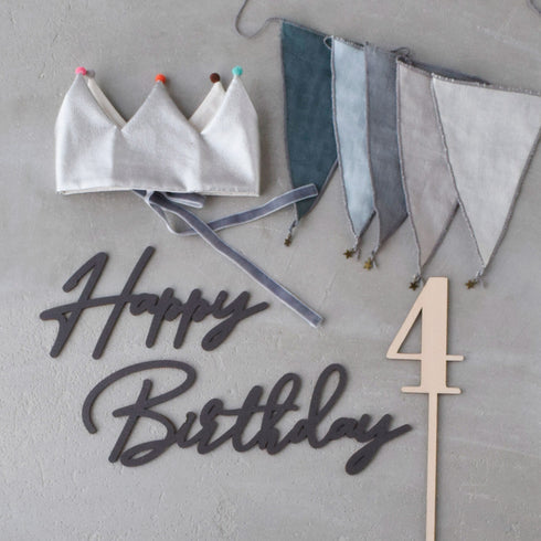 MOONTIC ファブリックガーランド グレイッシュブルー 全長2.8m コットン お誕生日ガーランド バースデー