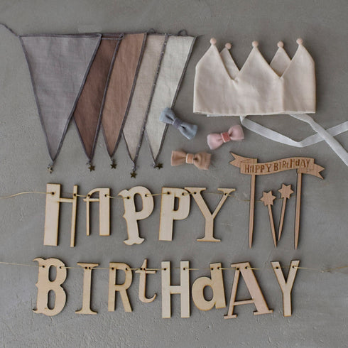 MOONTIC ファブリックガーランド ウォームグレー 全長2.8m コットン お誕生日ガーランド バースデー ムーンティック