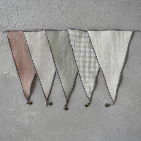 MOONTIC ファブリックガーランド モスグリーン 全長2.8m コットン お誕生日ガーランド バースデーパーティー