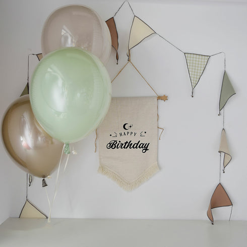 MOONTIC ファブリックガーランド モスグリーン 全長2.8m コットン お誕生日ガーランド バースデーパーティー