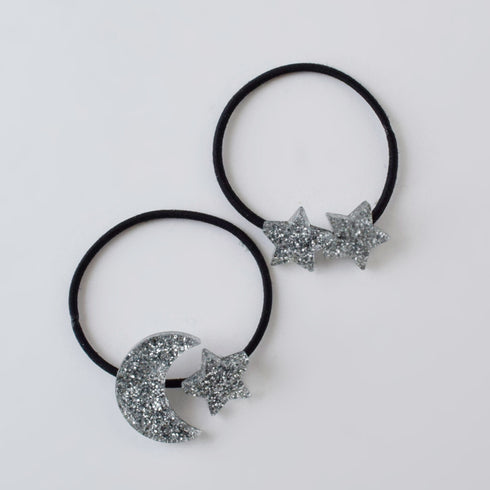 MOONTIC MINI ヘアゴム ビジュー ムーン&スター 2個入 キッズ用 MTHA00020 ムーンティック