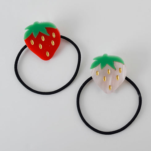 MOONTIC PINK & RED いちご 2個入 キッズ レディース ヘアゴム MTHA00043 ムーンティック
