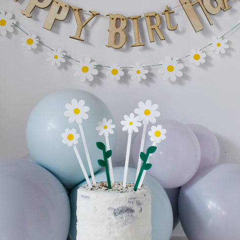 MOONTIC ケーキトッパー Daisy デイジー フラワー&リーフ 8本set パーティー ムーンティック