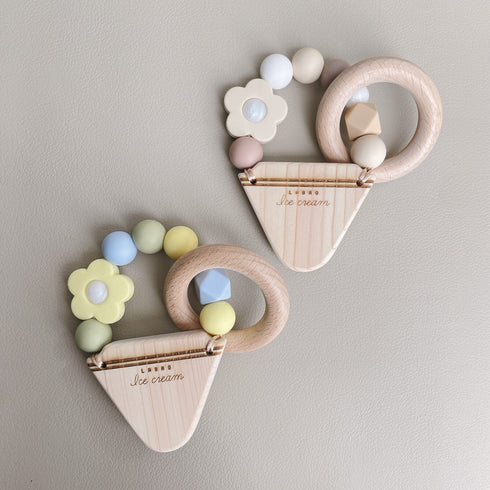 LABRO アイスクリーム ティーザー お花 歯がため フラワー 木製 木のおもちゃ ファーストトイ 日本製 ラブロ