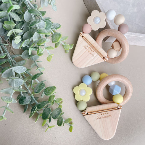 LABRO アイスクリーム ティーザー お花 歯がため フラワー 木製 木のおもちゃ ファーストトイ 日本製 ラブロ