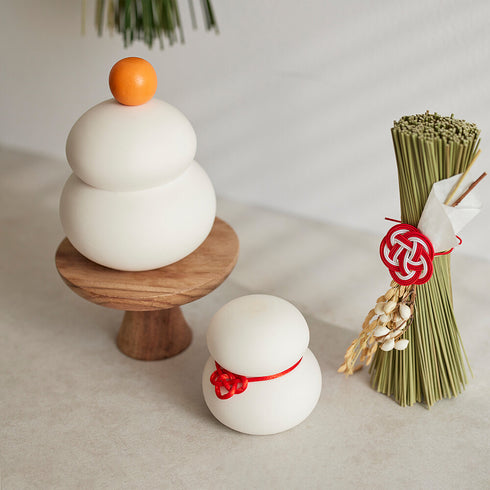 鏡餅 オブジェとしても使える半磁器のLEDライト 【Sサイズ】 お正月飾り 正月 雪だるま クリスマス サンタ帽子 shesay 108229