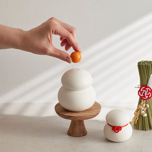 鏡餅 オブジェとしても使える半磁器のLEDライト 【Sサイズ】 お正月飾り 正月 雪だるま クリスマス サンタ帽子 shesay 108229