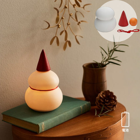 鏡餅 オブジェとしても使える半磁器のLEDライト 【Sサイズ】 お正月飾り 正月 雪だるま クリスマス サンタ帽子 shesay 108229