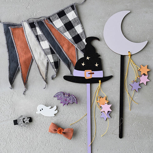 MOONTIC ファブリックminiガーランド12フラッグ ハロウィンカラー 全長2.5m ムーンティック