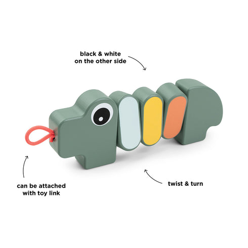 Done by Deer ツイスト&ターントイ クロコグリーン 木のおもちゃ Twist & turn toy - Croco - Green ダンバイディア