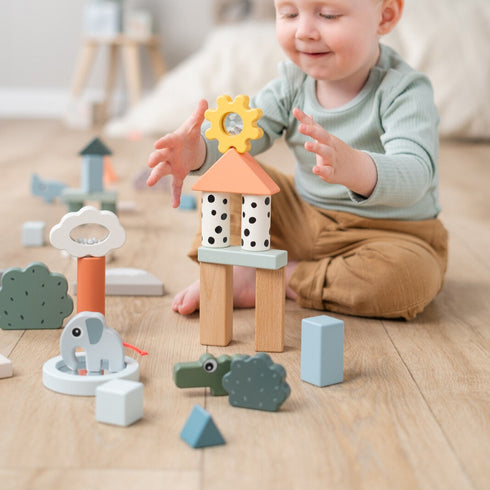 Done by Deer ビルディングブロックセット 34ピース つみき ディアフレンズ Building block set 34 pcs - Deer friends - Colour mix ダンバイディア