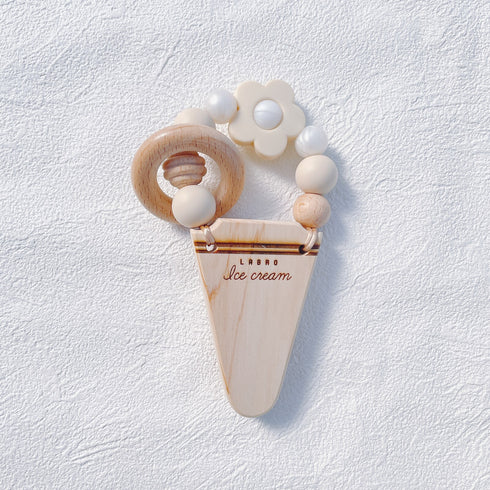 LABRO アイスクリーム 花 歯固め 木製 木のおもちゃ シリコンビーズ ファーストトイ パステル ラブロ 天然木