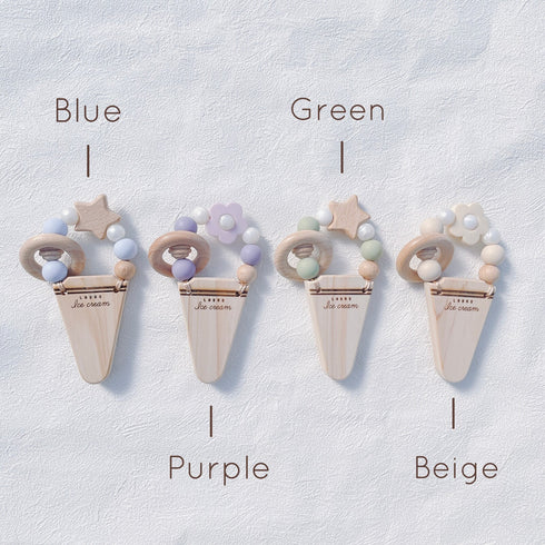 LABRO アイスクリーム 花 歯固め 木製 木のおもちゃ シリコンビーズ ファーストトイ パステル ラブロ 天然木