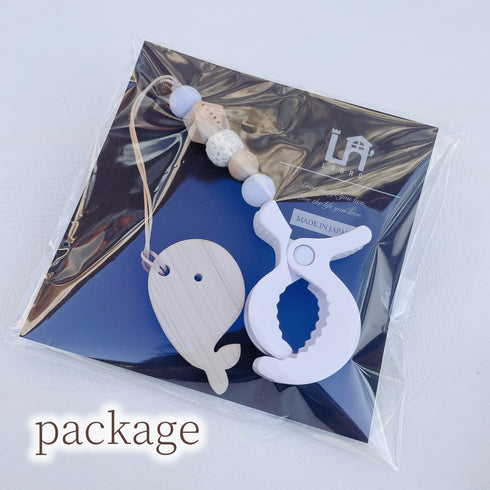 LABRO 2way フィッシングトイ くじらさん シューズクリップ 木製おもちゃ ベビーカー取付可 日本製 ラブロ