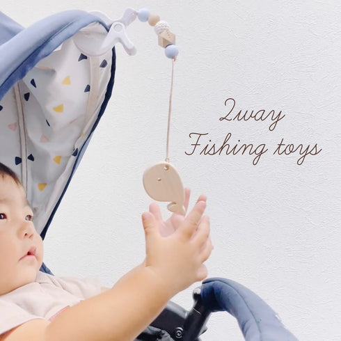 LABRO 2way フィッシングトイ くじらさん シューズクリップ 木製おもちゃ ベビーカー取付可 日本製 ラブロ