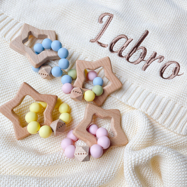 LABRO 歯がため 星 スター 木製 木のおもちゃ ウッドビーズ シリコンビーズ ファーストトイ ラブロ