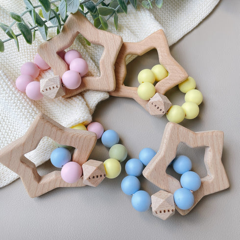 LABRO 歯がため 星 スター 木製 木のおもちゃ ウッドビーズ シリコンビーズ ファーストトイ ラブロ