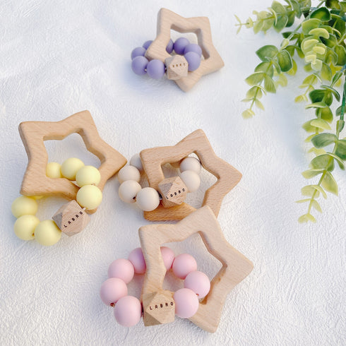 LABRO 歯がため 星 スター 木製 木のおもちゃ ウッドビーズ シリコンビーズ ファーストトイ ラブロ