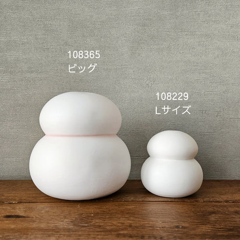 鏡餅 オブジェとしても使える半磁器のLEDライト 【ビッグサイズ】 電池式 お正月飾り 正月 雪だるま クリスマス サンタ帽子 shesay 108365