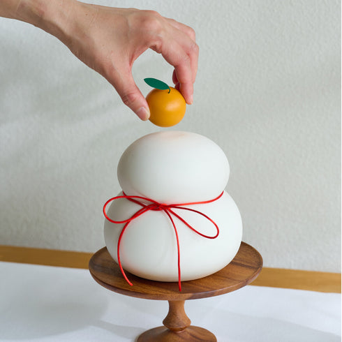 鏡餅 オブジェとしても使える半磁器のLEDライト 【ビッグサイズ】 電池式 お正月飾り 正月 雪だるま クリスマス サンタ帽子 shesay 108365