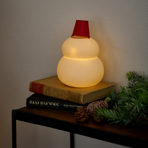 鏡餅 オブジェとしても使える半磁器のLEDライト 【ビッグサイズ】 電池式 お正月飾り 正月 雪だるま クリスマス サンタ帽子 shesay 108365