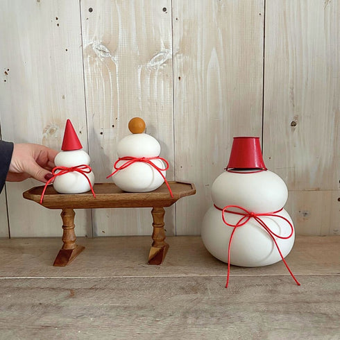 鏡餅 オブジェとしても使える半磁器のLEDライト 【ビッグサイズ】 電池式 お正月飾り 正月 雪だるま クリスマス サンタ帽子 shesay 108365