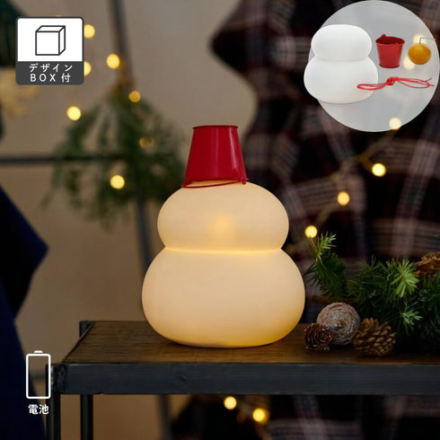 鏡餅 オブジェとしても使える半磁器のLEDライト 【ビッグサイズ】 電池式 お正月飾り 正月 雪だるま クリスマス サンタ帽子 shesay 108365