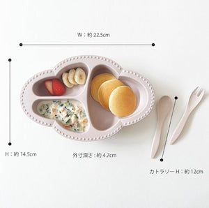 Lien de famille もぐもぐ5点セット ベビー食器&カトラリー EVA樹脂 お食事エプロン&マット bien mangeシリーズ ベビーギフト 出産祝い