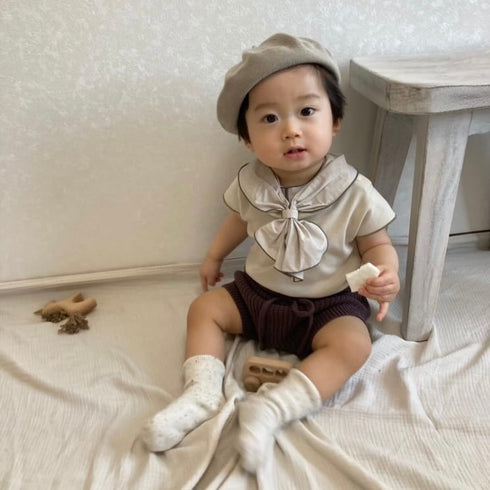 3.LIETO おでかけロンパース 70cm 80cm グレージュ スモークベージュ 日本製 スリーリエート