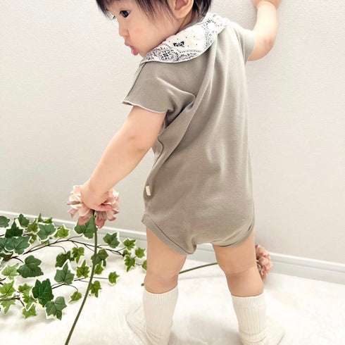 3.LIETO おでかけロンパース 70cm 80cm グレージュ スモークベージュ 日本製 スリーリエート