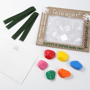 Aozora | icicolor おでかけいしころーる 6色 652937 クレヨン おえかき いしころのくれよん 日本製