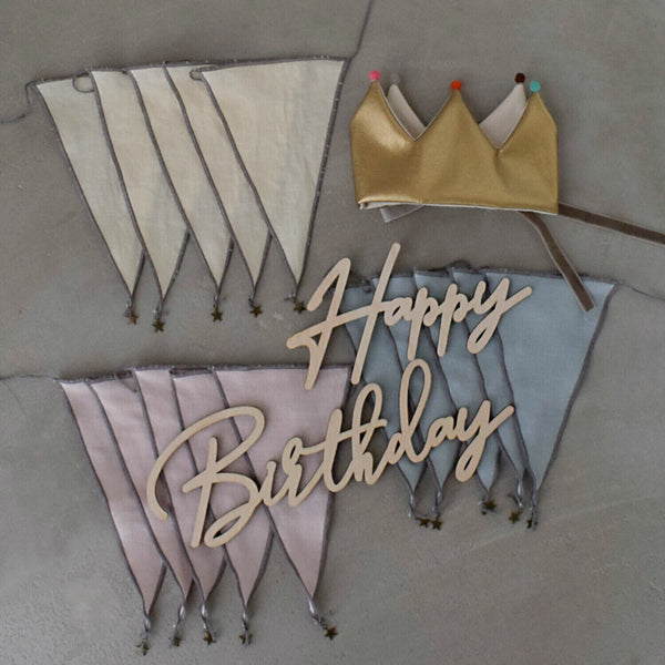 MOONTIC ファブリックガーランド ピンク ナチュラル ホワイト ブルー 全長2.8m HAPPY BIRTHDAY お誕生日ガーランド バースデー