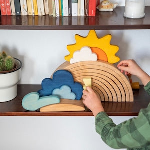 GRIMM'S お天気のつみき Building Set Weather 木のおもちゃ 木製 積み木 SH10678 グリムス