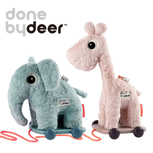 Done by Deer プルトイ Pull along, ぞう ブルー ピンク Elphee, blue / Raffi, powder ぬいぐるみ ダンバイディア