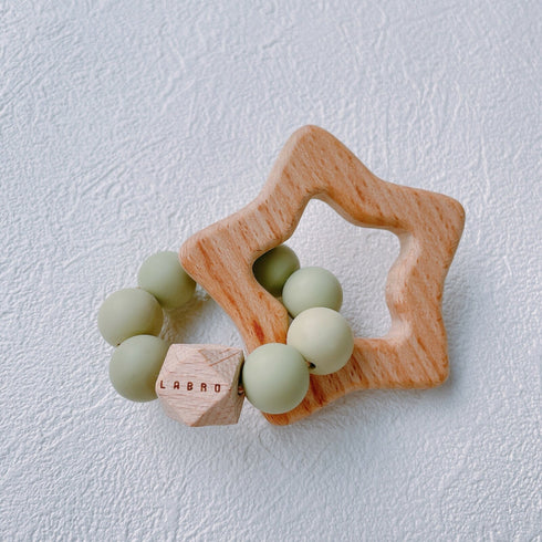 LABRO 歯がため 星 スター 木製 木のおもちゃ ウッドビーズ シリコンビーズ ファーストトイ ラブロ