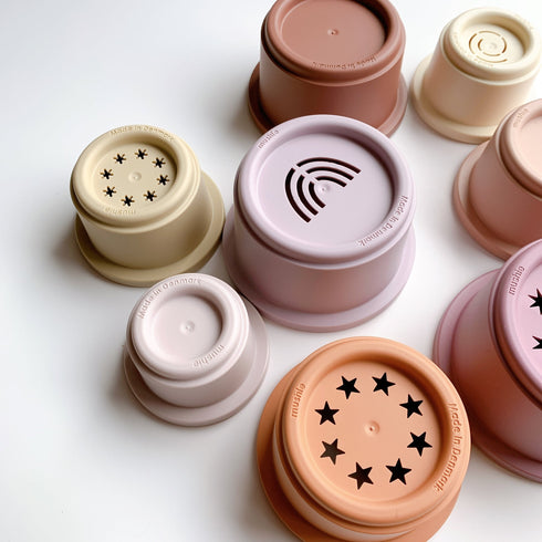 Mushie Stacking Cups Toy スタッキングカップ Petal ピンク系 カラー ムシエ