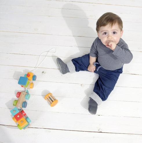 Egmont Toys 木製 汽車のブロックつみき プルトイ 引っ張るおもちゃ エグモントトイズ