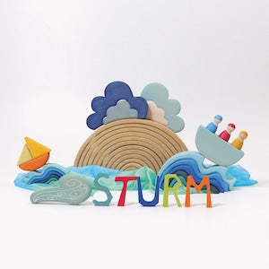 GRIMM'S お天気のつみき Building Set Weather 木のおもちゃ 木製 積み木 SH10678 グリムス