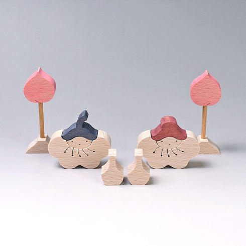 小黒三郎 組み木のひな人形 KH216 桃の花びな(小)